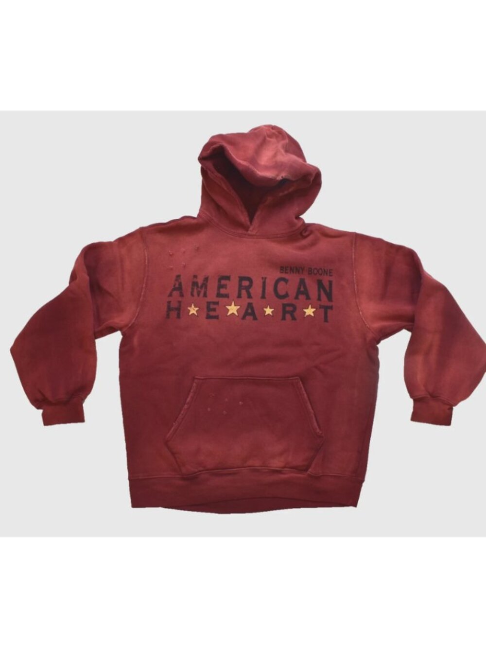 Benson Boone Adult American Heart Tour Star Red Distressed Hoodie New Small